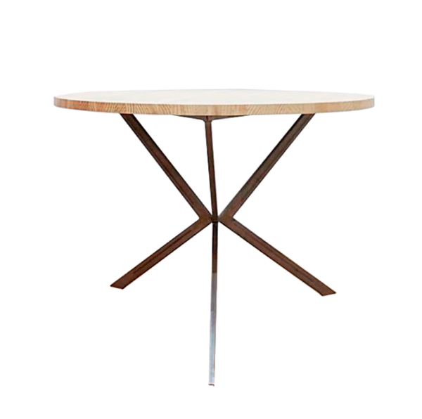 mesa redonda madera y hierro