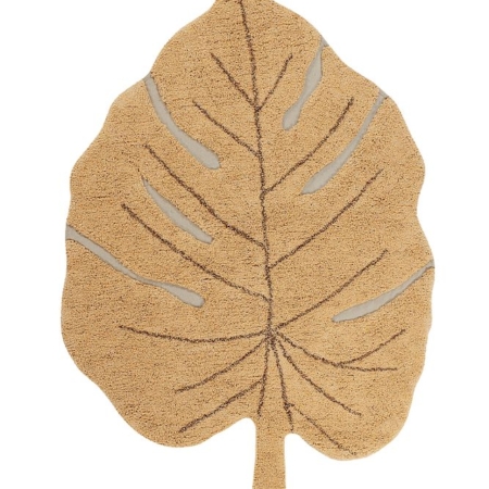 alfombra lavable monstera mostaza