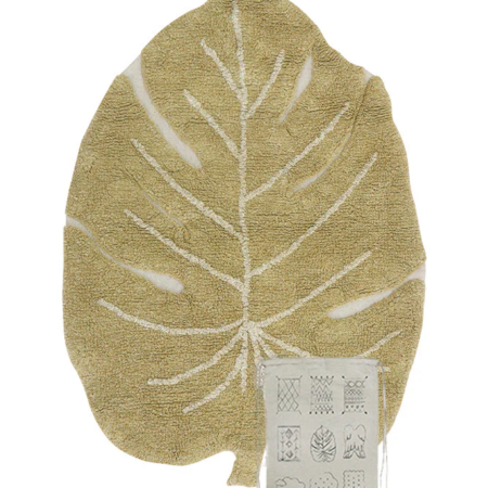 alfombra lavable mini monstera oliva