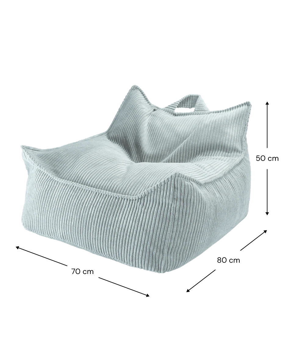 sillon puf pana azul claro