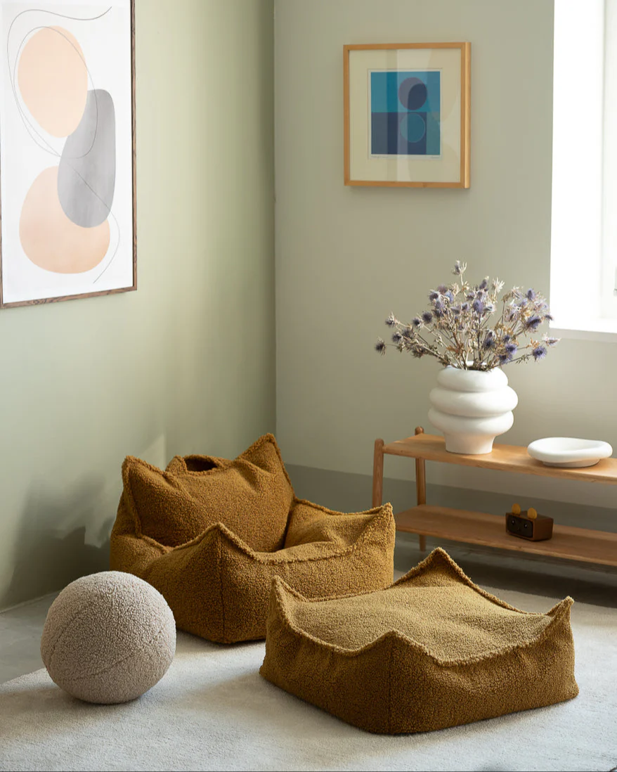 sillon puf borrego mostaza