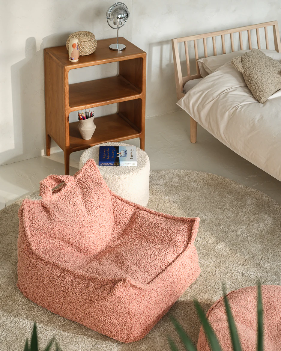 sillon puf borrego rosa