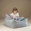 sillon puf pana azul claro