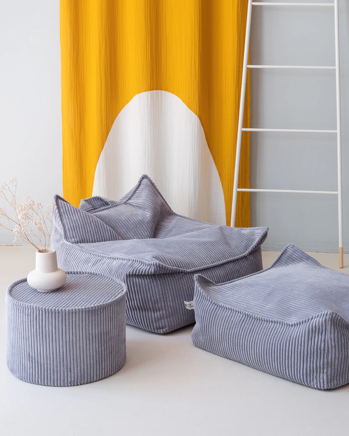 sillon puf pana azul