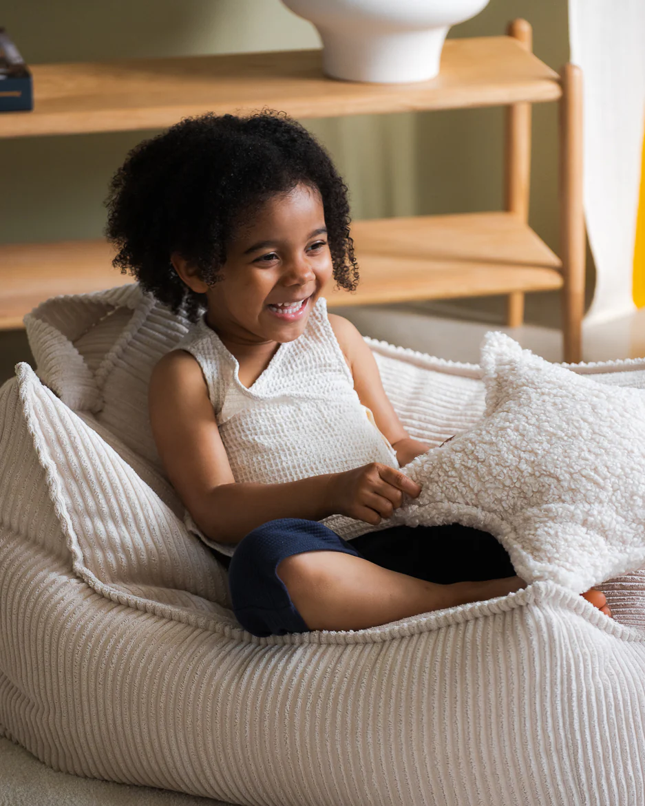 sillon puf pana blanco