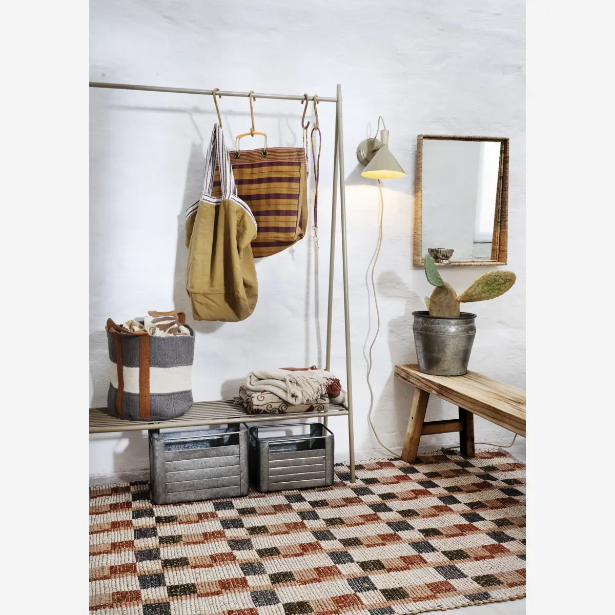 alfombra yute cuadros reversible